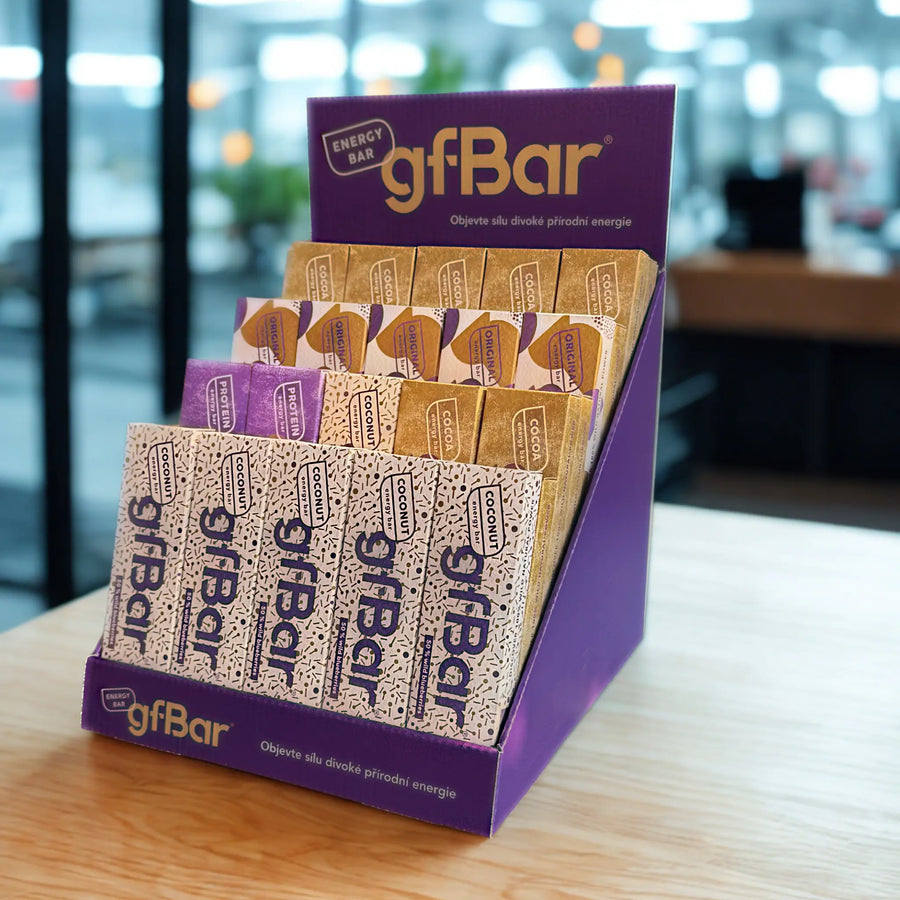 gfBar B2B – 4 kartony (48 krabiček, 96 tyčinek), ORIGINAL + COCOA + COCONUT